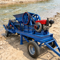 Concasseur à mâchoires mobile portable PE250*400, moteur, capacité de 3-13 t/h, équipement de concassage minéral pour lignes de production d'agrégats