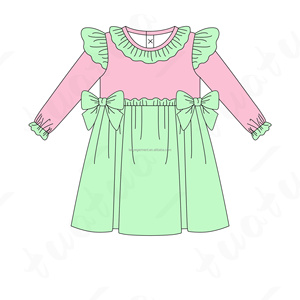 Flutter manches enfants enfant en bas âge petit bébé robe soeurs correspondant vêtements coton arc enfants filles robes - Product Image 2