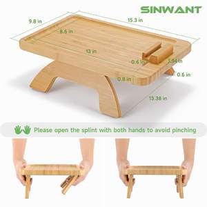 Bamboo <strong>Chair</strong> <strong>Caddy</strong> Wood Tray Single-Tier Rectangle Storage Tray for Living Room Kitchen Rectangular Wood Armrest Couch Food - Product Image 2
