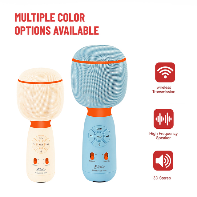 CQS-S550 Wireless Bluetooth Karaoke Microphone with Speaker, Rechargeable Portable KTV Mic for Home Party Outdoor Singing