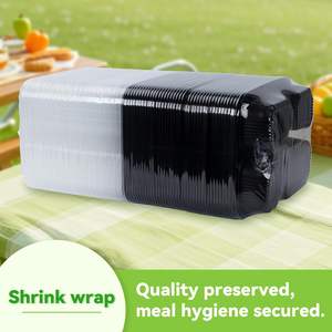 Boîtes à bento personnalisées à 6 compartiments, noires, pour emporter, jetables, en plastique, boîte à lunch bento - Product Image 3