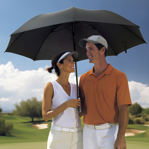 Sombrilla de Golf de Lujo, Apertura Semiautomática, Resistente al Viento, Impermeable, Protección Solar y contra la Lluvia, Tamaño Grande de 30 Pulgadas, Estructura Negra, Colores Personalizados - Product Image 1