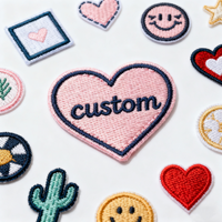Patch brodé en forme de cœur et d'étoile, petit bordure dorée, à thermocoller, en chenille scintillante, lettres pour vêtements