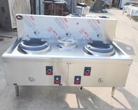 Équipement de Restaurant, cuisinière à gaz industrielle en acier inoxydable chinois à deux Wok