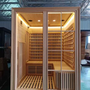 Hiện Đại Trong Nhà Hồng Ngoại Xa Phòng Tắm Hơi Cabin Với Kính Tường Phía Trước Và Carbon Sưởi Ấm Ống Cho Sức Khỏe Tại Nhà Điều Trị - Product Image 1