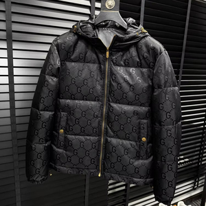 Vêtements Européens Haut de Gamme Mode Casual Quotidienne Veste en Duvet de Canard de Qualité pour Hommes Jacquard à Lettres à Capuche Luxe Léger - Product Image 3