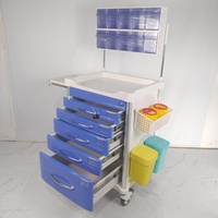 Chariot d'urgence ABS, chariot à médicaments pour hôpital avec cinq tiroirs, chariot d'urgence pour anesthésie, chariot médical