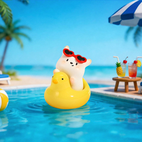 Mignonne figurine de chien en résine pour l'été, collection de figurines de chiens miniatures pour piscine, décoration de jouet en boîte mystère pour les vacances