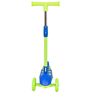 Trottinette à trois roues pour enfants, pliable, réglable en hauteur, avec lumières, pour enfants de 3 à 6 ans, bleu et vert fluorescent - Product Image 5