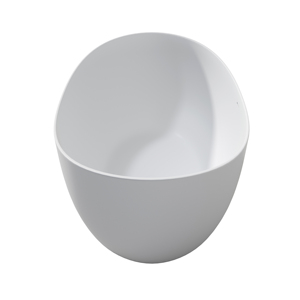 Baignoire ovale autoportante en surface solide blanche mate moderne pour adultes, usage hôtelier - Product Image 2
