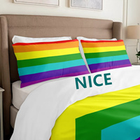 Ensemble de literie trois pièces en coton 100% imprimé arc-en-ciel (motif à sept rayures) pour la chambre d'appartement, le repos et la décoration de la maison
