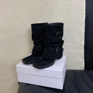 Women <b>Knee</b>-<b>high</b> Boots British Style Frosted Belt Buckle Sandals with Elevated Toe Boots Versatile Women Boots - Product Image 6