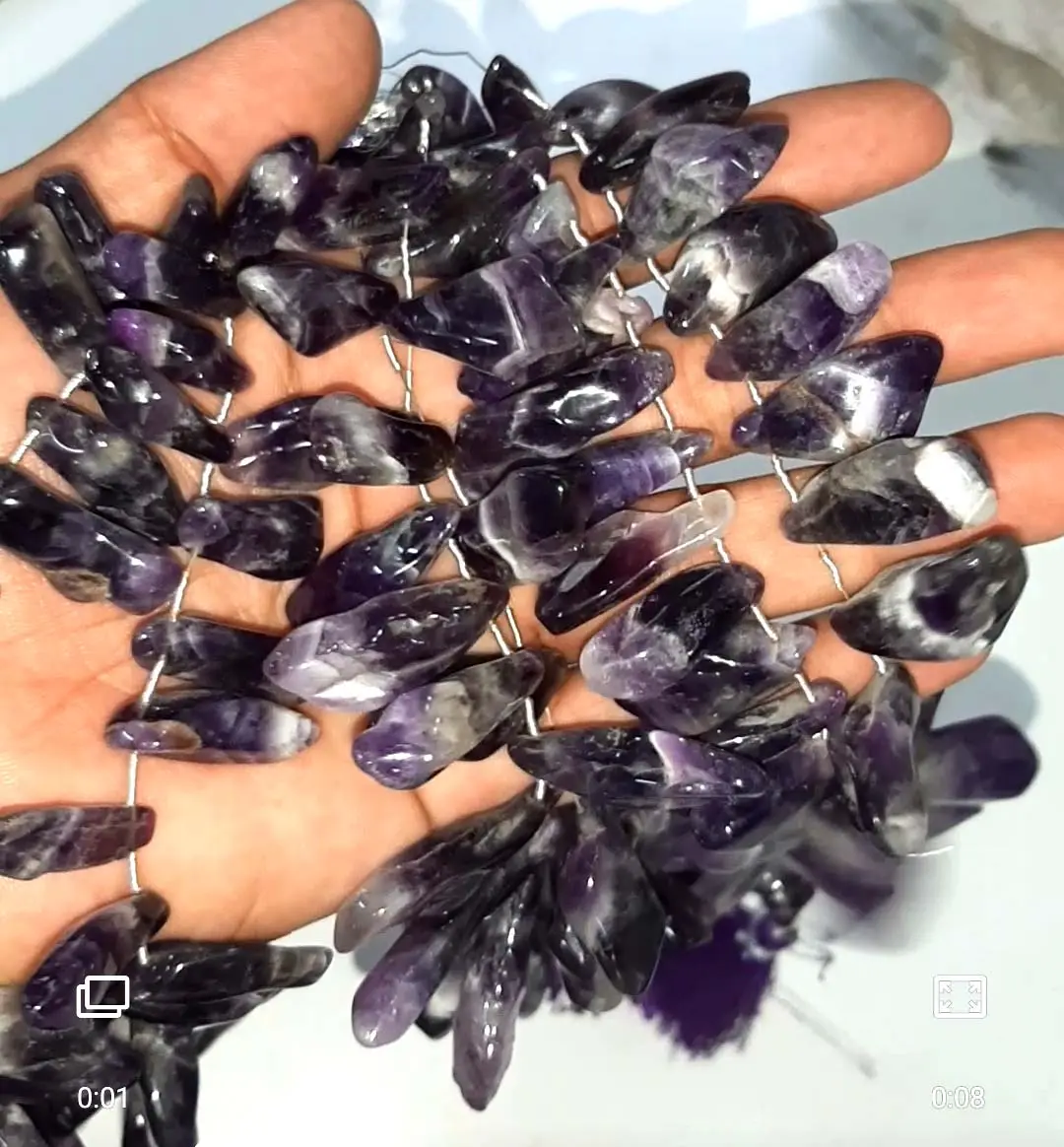 Neueste hochwertige Amethyst Spitze Achat Tumble Perlen Stränge Edelstein glatt lose Edelsteine für Hochzeits schmuck