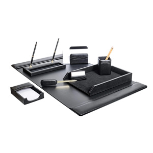 Gouvernement du Qatar luxe en cuir noir 8 7 pièces ensemble organisateur <span class=keywords><strong>de</strong></span> <span class=keywords><strong>bureau</strong></span> exécutif affaires <span class=keywords><strong>bureau</strong></span> papeterie ensemble d'accessoires - Product Image 6