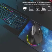 Mouse Nirkabel Ergonomis Vertikal 2.4GHz BT USB OEM Personal Mold, Dapat Diisi Ulang, 3-level DPI, Gaming, LED Backlit untuk Laptop dan Desktop