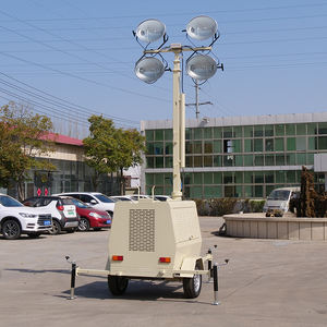 Tour d'éclairage portable sur chariot, équipée de 4 lampes à halogénures métalliques de 1000 W, pour la nuit - Product Image 2