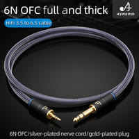 Câble audio stéréo OFC mâle-mâle de 3,5 mm à 6,5 mm pour microphone, moniteur, ordinateur, haut-parleur, OFC plaqué argent