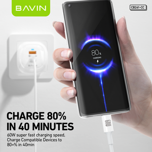 BAVIN-Cable de datos de carga rápida para teléfono móvil, Cable USB tipo C de 1,2 M a USB tipo c de 60W, 3A, para <span class=keywords><strong>Huawei</strong></span>, PC y tableta - Product Image 2