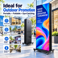 Afficheur LED extérieur 640x1920mm avec cadre en aluminium, luminosité 3000cd, écran publicitaire mobile pliable avec roulettes
