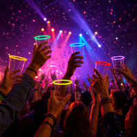 Gobelets lumineux pour fête, gobelets qui brillent dans le noir, 16 oz, en plastique, pour beer pong, bar, Halloween, Noël, fournitures de fête en plein air, personnalisables