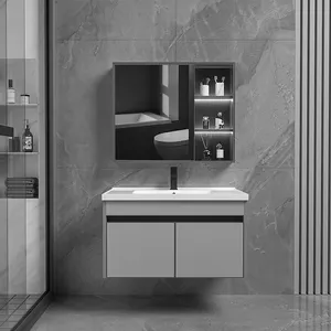 Alüminyum bâtıla setleri aynalı dolap Modern lüks duvara monte asılı banyo Vanity Combo Modern mobilya tek banyo