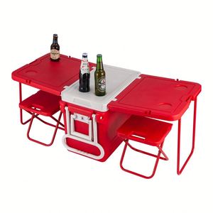 Hot Selling Custom Logo 32L <b>Portable</b> Camping Folding Insulation Cooler Box Foldable <b>Table</b> with Chair Wheeled <b>Portable</b> Coolers - Product Image 3