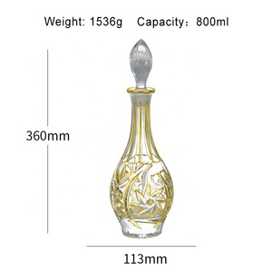N7 Set de carafe à whisky en verre cristal de luxe Peinture dorée Motif <span class=keywords><strong>moulin</strong></span> à <span class=keywords><strong>vent</strong></span> Carafe à <span class=keywords><strong>vin</strong></span> rouge Set de gobelets - Product Image 2