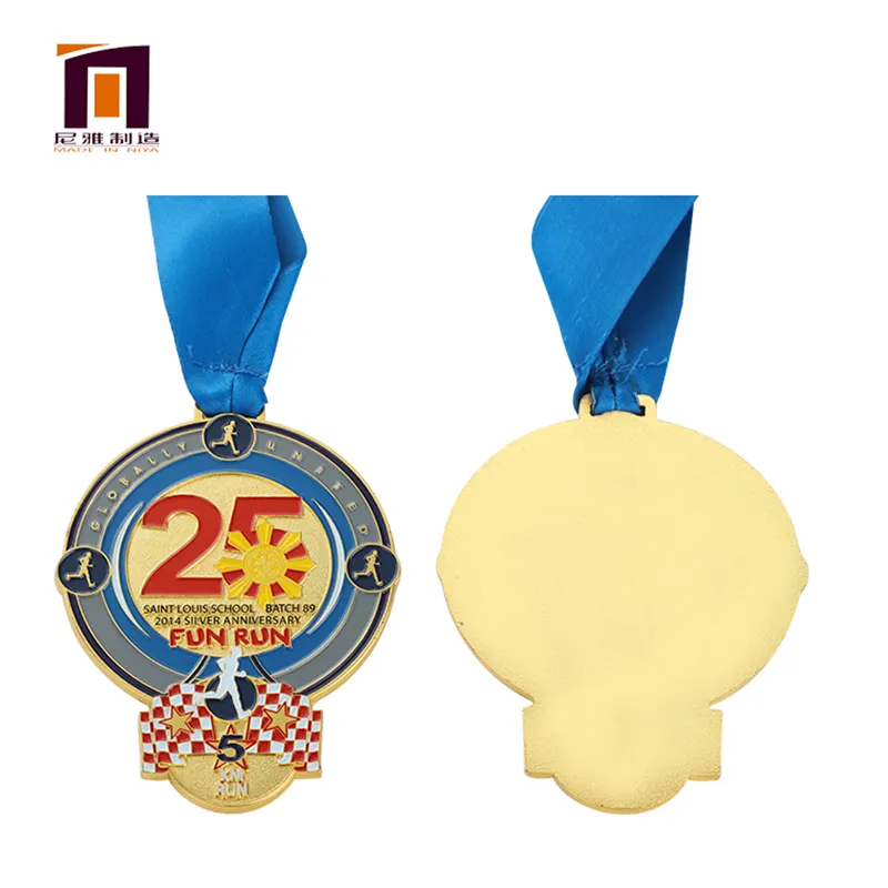 Manufacturer Cheap Metal Sport Award Custom Logo Zinc Alloy Sublimation Enamel Medals With Lanyards