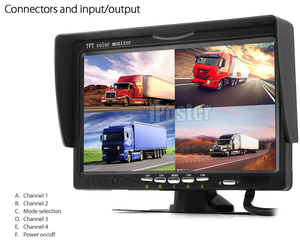 Moniteur de voiture à écran LCD TFT 7 pouces, écran quadruple, 4 canaux, 4 broches, entrée vidéo aviation <span class=keywords><strong>12V</strong></span> 24V <span class=keywords><strong>pour</strong></span> camion, bus, <span class=keywords><strong>camping</strong></span>-<span class=keywords><strong>car</strong></span> - Product Image 3