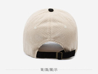 Gorra de Béisbol Curva de 6 Paneles Personalizada JX, Estilo Retro, Color Doble Tono, Pana, Protección Solar para Exteriores, Versión Lisa Disponible