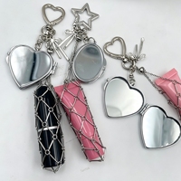 Sac de rangement de haute qualité, pochette portable en maille métallique personnalisée pour accessoires de beauté, porte-clés avec mini miroir, rouge à lèvres, brillant à lèvres