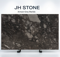 Dalle de marbre gris Armani, fond foncé avec des veines grises fragmentées, pierre naturelle pour revêtement mural, sol et plan de travail