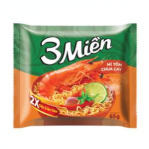 3 Mien Fideos Dorados Fritos con Cebolla Frita y Salsa de Ajo, 65g, Proveedor Vietnamita, Fideos Instantáneos de Vietnam, Mejor Precio - Product Image 1