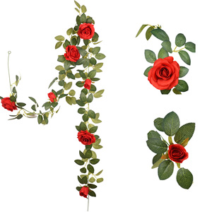 Guirlandes de roses artificielles Zhaoping, fleurs en soie rouge pour arche de mariage, décorations de fête et de jardin - Product Image 3