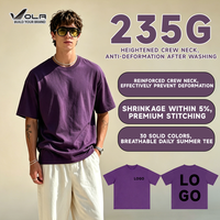 Luxe gewassen dubbelgaren 235g katoenen T-shirt 7A antibacterieel koel gevoel anti-mijt effen ronde hals zomer sport basic T-shirt S-2XL