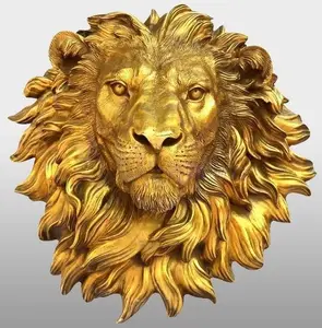 ブロンズライオン頭壁噴水彫刻金真鍮ライオン像