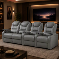 Ensemble de canapés inclinables électriques extensibles en cuir véritable 4 places, canapé moderne pour home cinéma avec mousse à mémoire de forme pour salon