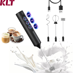 Mousseur à lait électrique portatif puissant à 3 vitesses et 3 fouets, en acier inoxydable rechargeable, idéal pour le bureau, la cuisine, les voyages et le camping - Product Image 1