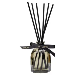 New Design Black Glass Bottle Air Fragrance Freshening Luxury Home Decor Perfume Fragrance oil Stick Room Reed Diffuser