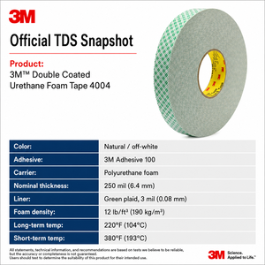 เทปโฟมสองหน้า 3M 4004 หนา 1/4 นิ้ว กาวอะคริลิก สำหรับติดตั้งป้ายภายในและงานตกแต่ง - Product Image 6