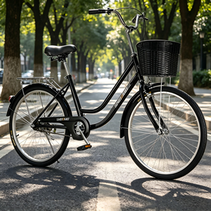 <span class=keywords><strong>Vélo</strong></span> de ville robuste pour femmes en acier à haute teneur en carbone de <span class=keywords><strong>24</strong></span>/26 <span class=keywords><strong>pouces</strong></span>, équipé de freins avant <span class=keywords><strong>et</strong></span> arrière, avec panier <span class=keywords><strong>et</strong></span> dossier - Product Image 4