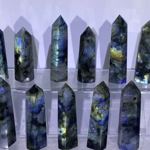 Wholesale Blue Labradorite Tower Quartz Crystal Point Healing Crystal Labradorite Point For Decorate