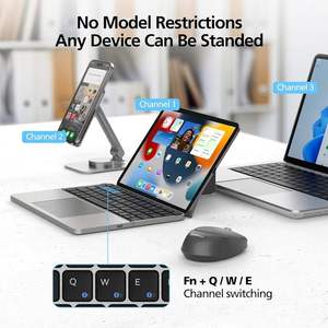 Custom Logo Bluetooth Keyboard Teclado Plegable bluetooth Teclado Con Touchpad Multi-devices Foldable Keyboard with case <b>Stand</b> - Product Image 2