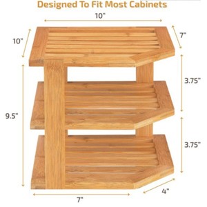 Three Tier Bamboo Corner Shelf 3 Floors Eco Friendly Kitchen Storage Organizer Space Saving <b>Dish</b> <b>Rack</b> - Product Image 4