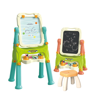 Tablero magnético vertical dos en uno para niños, tablero de aprendizaje de dibujo para práctica intelectual, juguetes con silla - Product Image 1