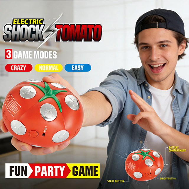 EPT 3 Modes Plastic Electric Shock Tomato Toy Funny Prank Game Novelty Party Game for Adults Family Gathering