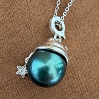 Collier en cuivre plaqué or avec pendentif en perles d'eau douce de qualité supérieure, vert paon teinté, 11-13 mm, pour femmes, bijoux de mariage classiques