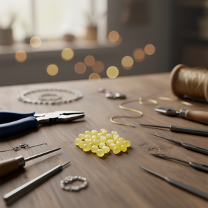 Perline Ilan Abalorio da 10 mm in occhio di gatto giallo per la creazione di gioielli - Product Image 2