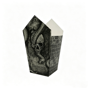 6 Cajas de Papel Vintage con Estampado de Calaveras Espeluznantes, Cajas de Palomitas con Forma de Lápida y Ataúd para Fiestas de Halloween - Product Image 4