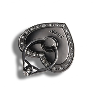 <b>Black</b> Heart Shape Fashion Metal Magnet <b>Bracket</b> 360 Degrees Magnetic Mobile Phone Ring Holder - Product Image 2